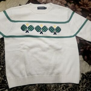 Runway White and Green Men's Sweater